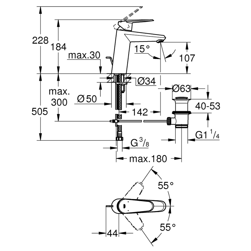 GROHE 23448002 - Miscelatore lavabo EURODISC COSMOPOLITAN misura M, cromato