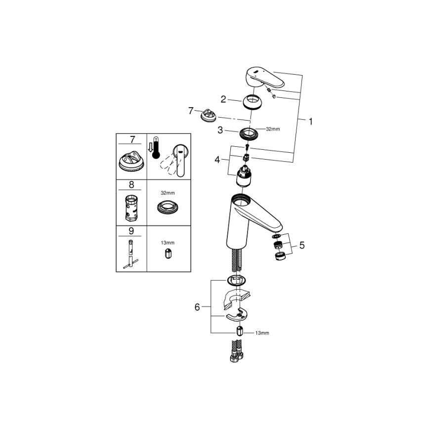 GROHE 23449002 - EURODISC COSMOPOLITAN Miscelatore lavabo misura M, cromato