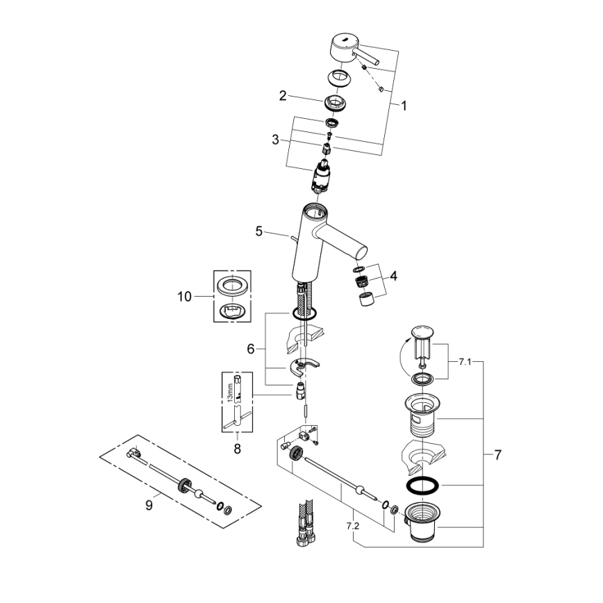 GROHE 23450001 - Miscelatore lavabo CONCETTO M, cromo lucido