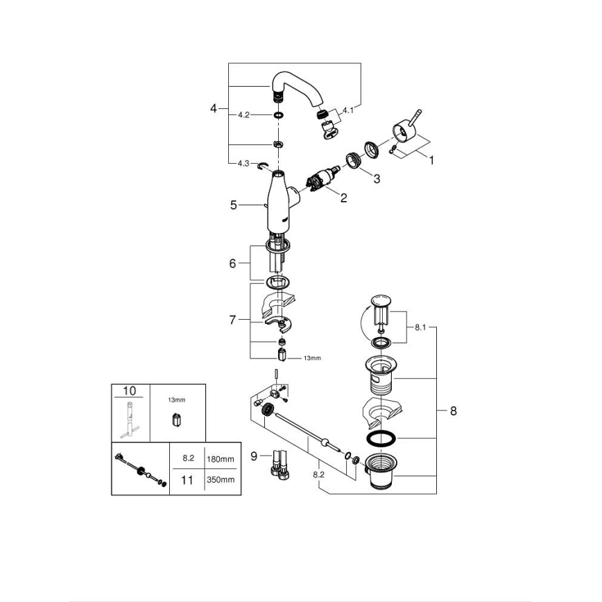 GROHE 23462DC1 - Miscelatore per lavabo ESSENCE, misura M, acciaio inox