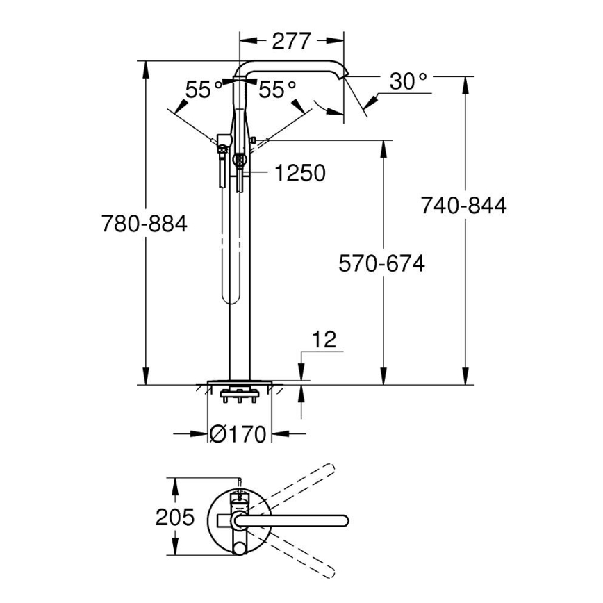 GROHE 23491DC1 - Miscelatore per vasca ESSENCE 277 mm in acciaio inossidabile
