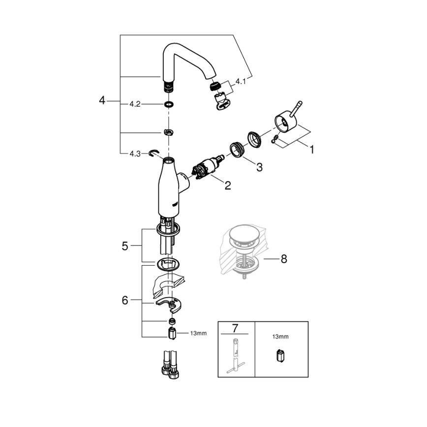 GROHE 23541001 - Miscelatore lavabo ESSENCE DN 15, cromo lucido