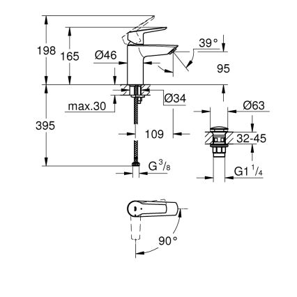 GROHE 23551002 - Miscelatore per lavabo START, taglia S, cromo lucido