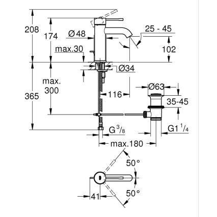 GROHE 23589DA1 - Miscelatore per lavabo ESSENCE DN 15 in finitura rame