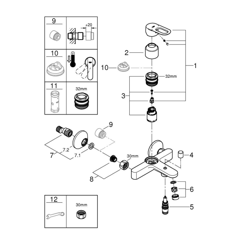 GROHE 23603000 - BAULOOP DN 15 Miscelatore per vasca, cromo lucido