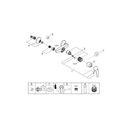 GROHE 23631000 - BAUCURVE Miscelatore doccia 150 mm, cromo lucido