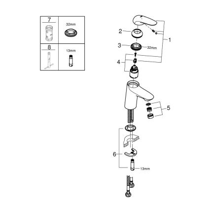GROHE 23715003 - Miscelatore lavabo EUROSTYLE, misura S, cromo lucido