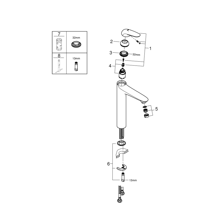 GROHE 23719003 - EUROSTYLE XL Lavello Mixer, Polished cromo