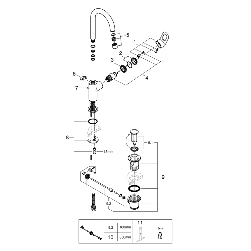 GROHE 23763000 - Miscelatore lavabo BAULOOP, misura L, cromo lucido