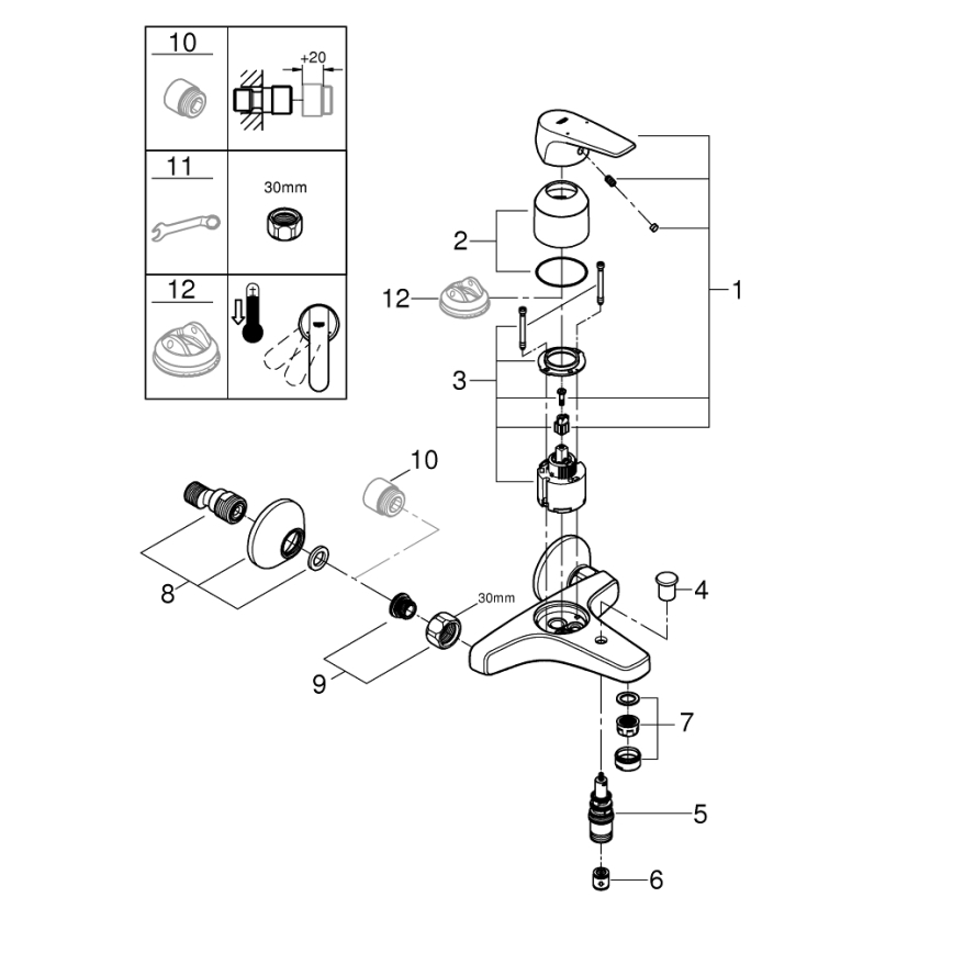 GROHE 23772000 - START FLOW 150 mm Miscelatore per vasca, cromo lucido