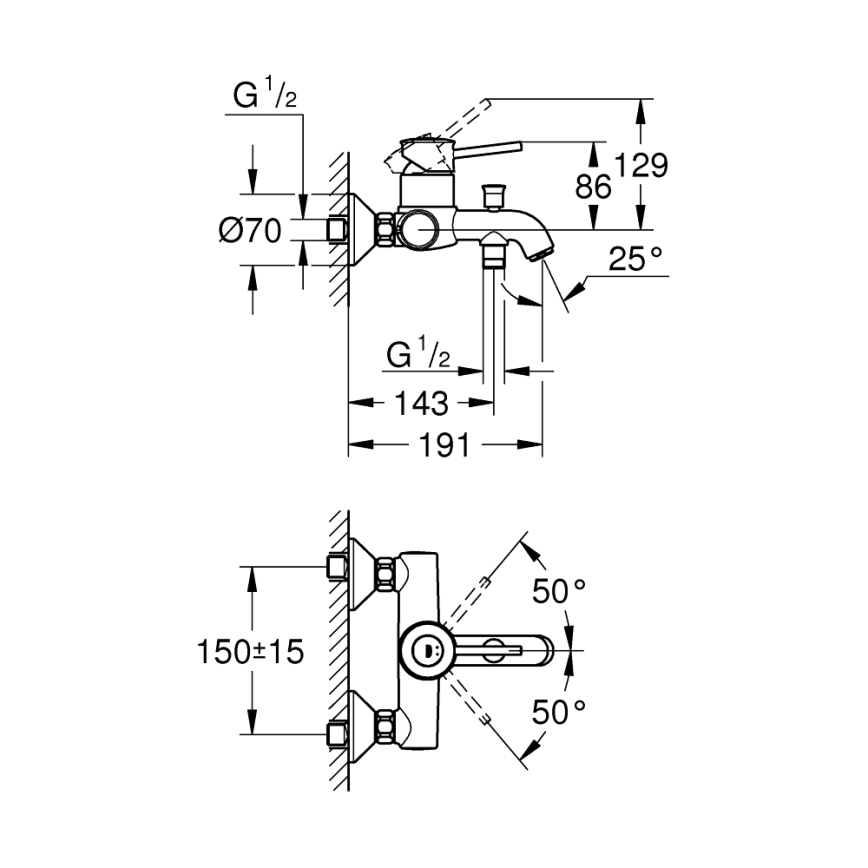 GROHE 23787000 - START CLASSIC Miscelatore vasca DN 15, cromo lucido