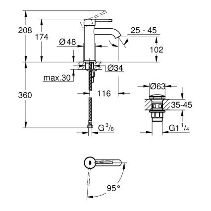 GROHE 23797001 - Miscelatore per lavabo ESSENCE, dimensione S, cromo lucido
