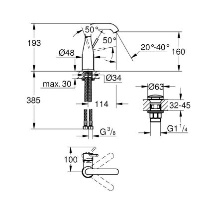 GROHE 23798001 - Miscelatore lavabo ESSENCE DN 15, misura M, cromo lucido