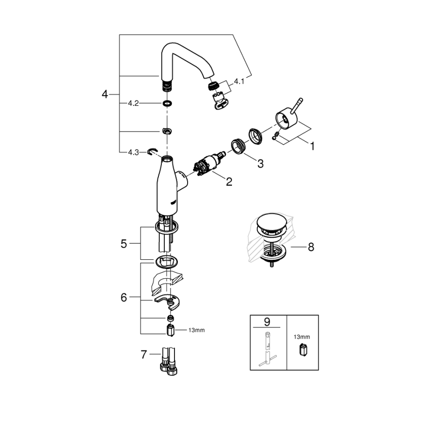 GROHE 23799001 - Miscelatore lavabo ESSENCE misura L, cromo lucido
