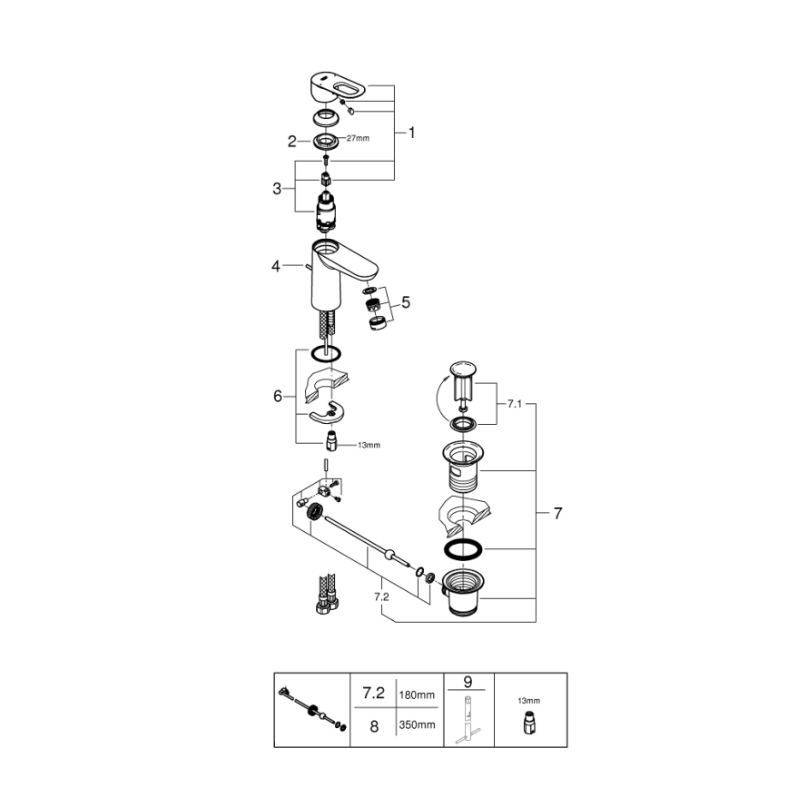 GROHE 23803000 - Miscelatore per lavabo EUROSMART cromo lucido