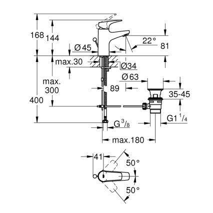 GROHE 23809000 - START FLOW Miscelatore lavabo DN 15, cromo lucido