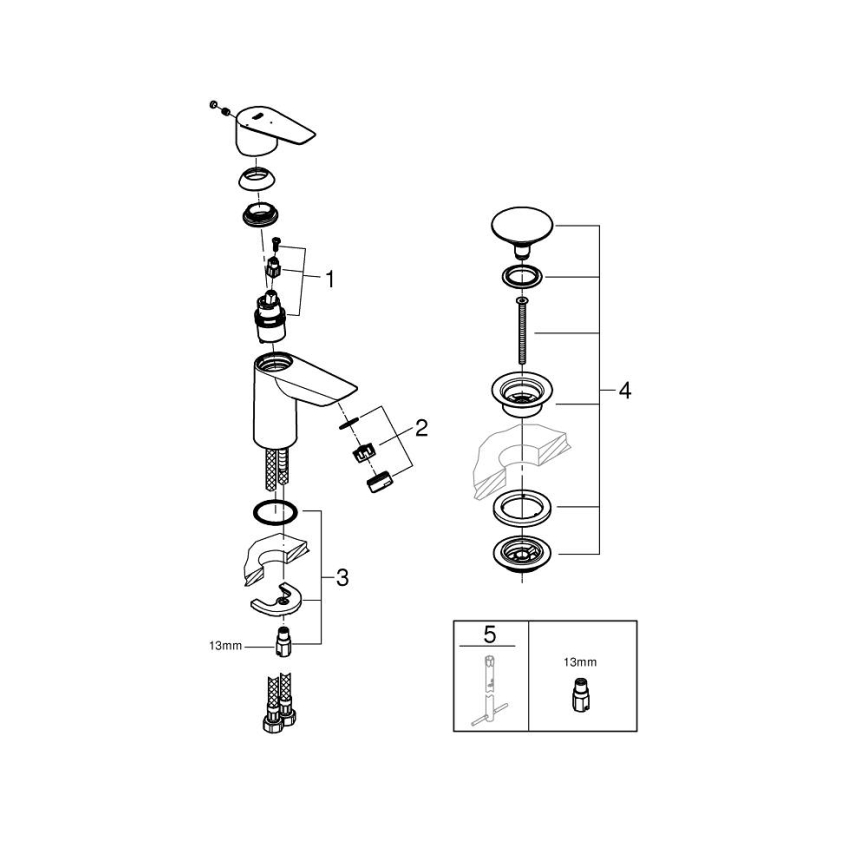 GROHE 23900001 - Miscelatore lavabo START EDGE, misura S, cromo lucido