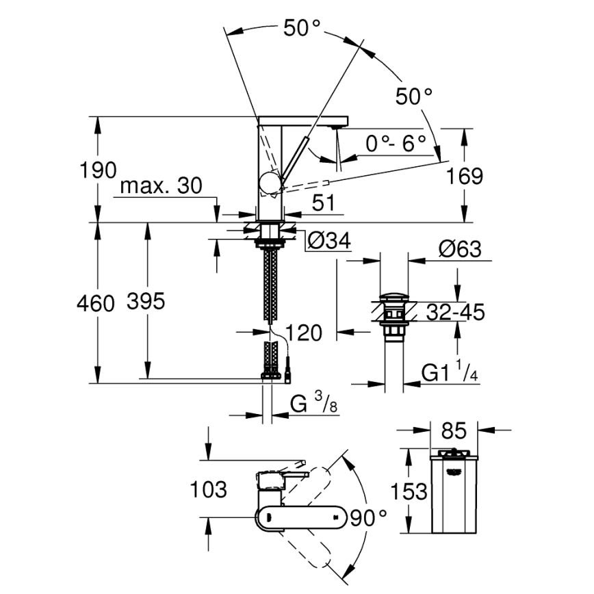 GROHE 23958003 - Rubinetto PLUS, medio (M), finitura cromata lucida