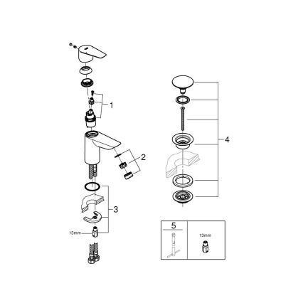 GROHE 24199001 - START EDGE DN 15 Miscelatore lavabo, cromo lucido
