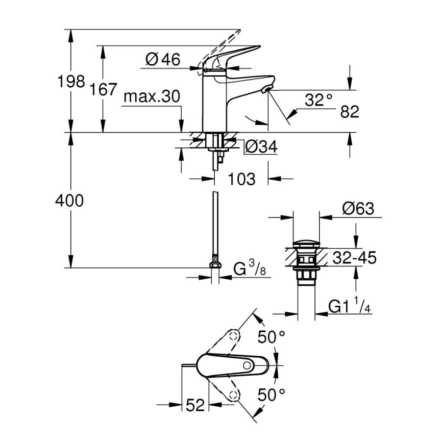 GROHE 24319001 - Miscelatore lavabo SWIFT 162 mm, cromato lucido
