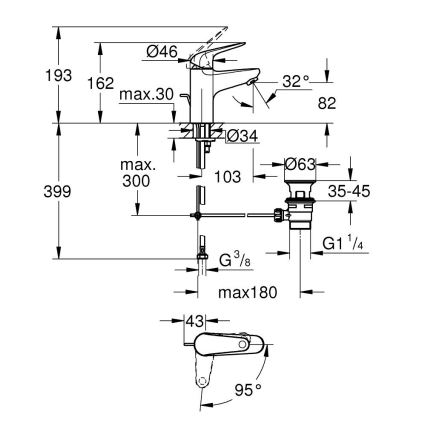 GROHE 24322001 - Miscelatore lavabo SWIFT DN 15 cromato lucido