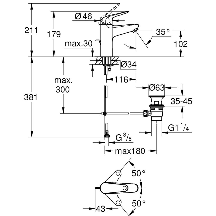 GROHE 24325001 - Miscelatore per lavabo SWIFT DN 15 misura M cromo lucido
