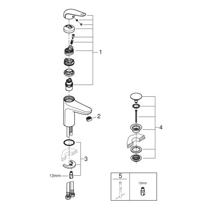 GROHE 24327001 - Miscelatore lavabo SWIFT, misura M, cromo lucido