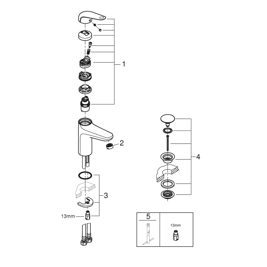 GROHE 24327001 - Miscelatore lavabo SWIFT, misura M, cromo lucido