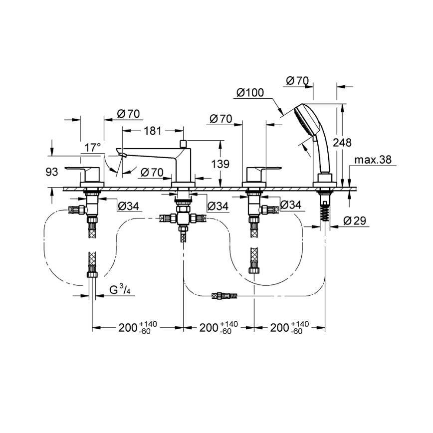 GROHE 2511900A - Miscelatore per vasca BAULOOP DN 20 cromato lucido