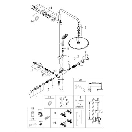 GROHE 26075AL0 - Sistema doccia EUPHORIA SYSTEM 310 450 mm Grafite