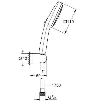 GROHE 263992431 - VITALIO COMFORT 110 Set doccia, 110 mm, nero