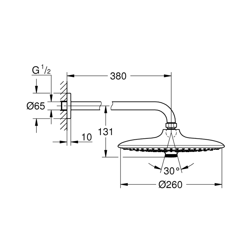 GROHE 26459000 - EUPHORIA 260 Soffione doccia, 380 mm, cromo lucido