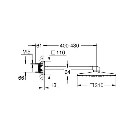 GROHE 26479000 - Soffione doccia RAINSHOWER SMARTACTIVE 310 CUBE cromo lucido