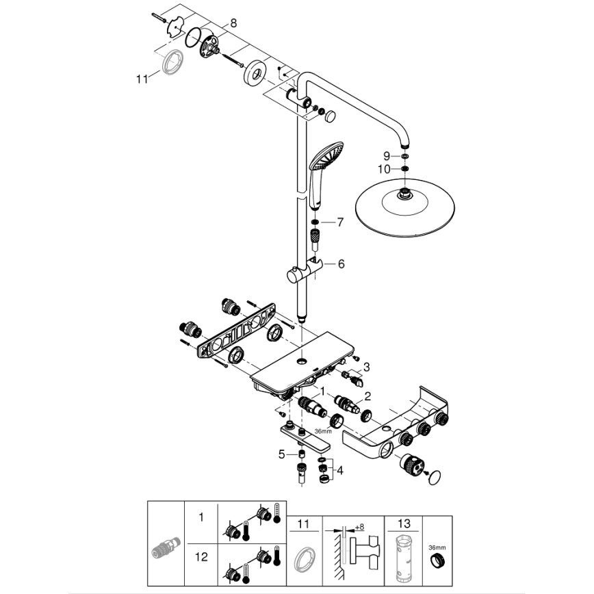 GROHE 26510000 - EUPHORIA SMARTCONTROL Sistema doccia 450 mm, cromo lucido