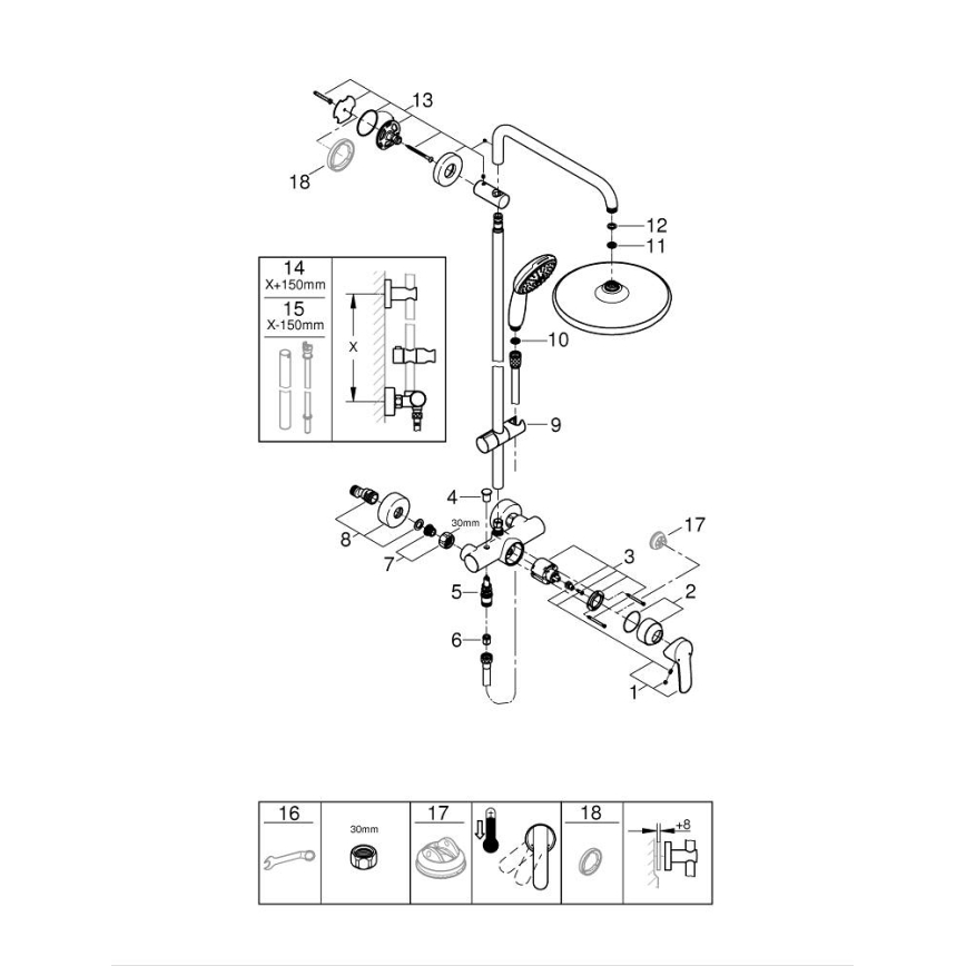 GROHE 26679001 - Sistema doccia VITALIO START 250 390 mm cromo lucido