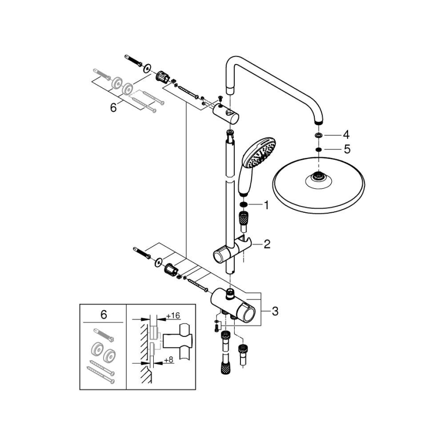 GROHE 26680001 - Sistema doccia VITALIO START SYSTEM 250 390 mm metallo, cromato