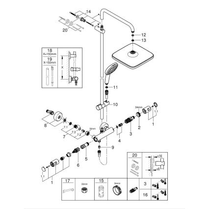 GROHE 266962431 - Sistema doccia VITALIO COMFORT 250, 250 × 250 mm, nero