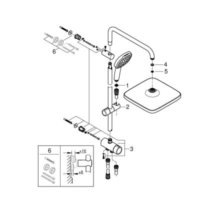 GROHE 266982431 - Sistema doccia VITALIO COMFORT 250 390 mm nero