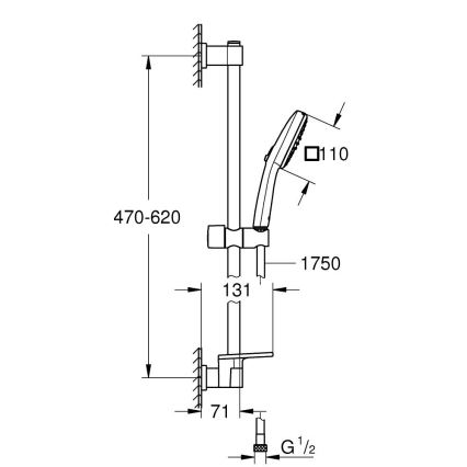 GROHE 26929001 - Set doccia VITALIO COMFORT 110 600 mm cromo lucido