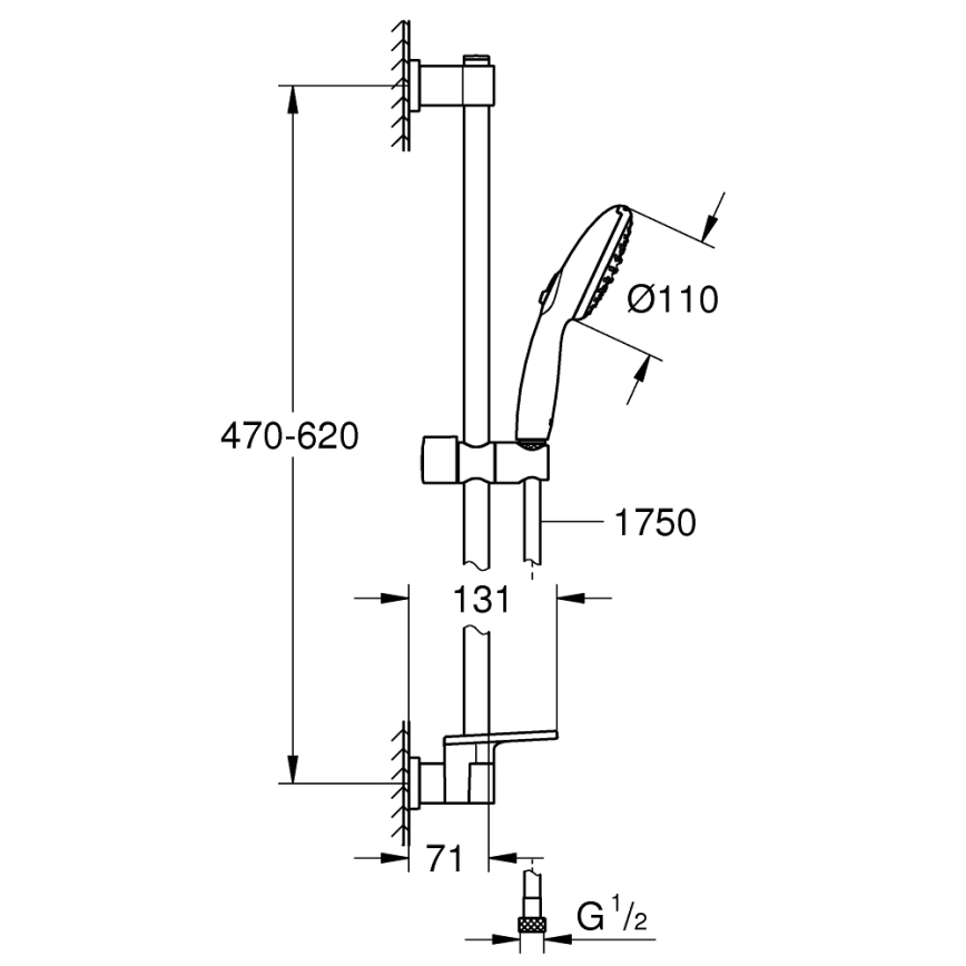 GROHE 26952001 - Set doccia VITALIO START 110 600 mm cromo lucido