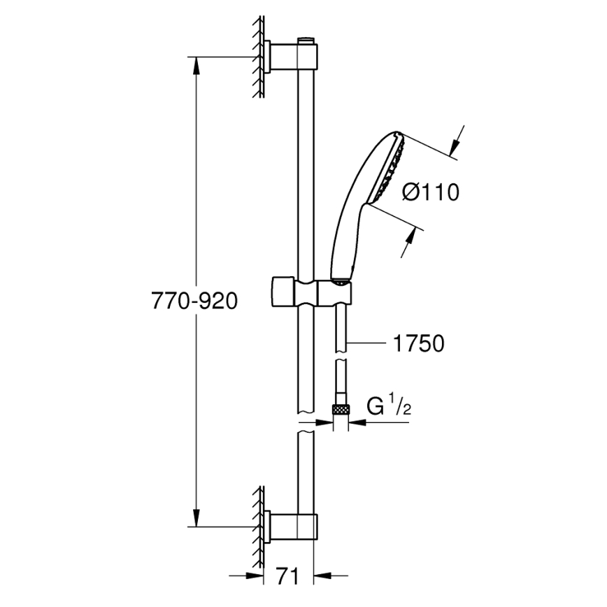 GROHE 26953001 - Set doccia VITALIO START 110 900 mm cromo lucido