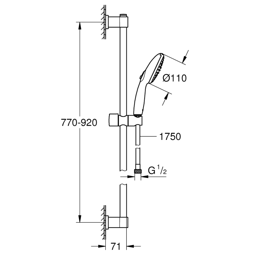 GROHE 26955001 - Set doccia VITALIO START 110 900 mm in acciaio inox