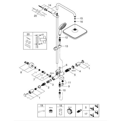 GROHE 26984001 - Sistema doccia VITALIO COMFORT 390 mm, finitura cromo lucido