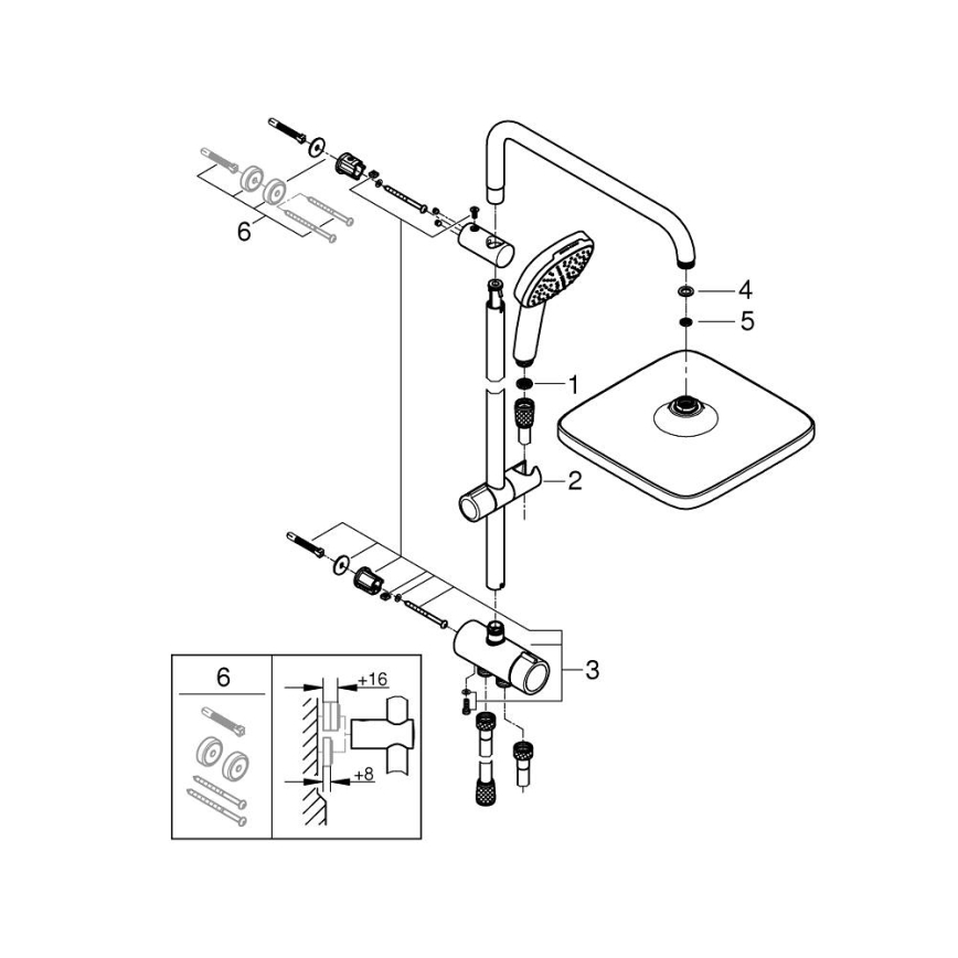 GROHE 26986001 - Sistema doccia VITALIO COMFORT 250, finitura cromo lucido