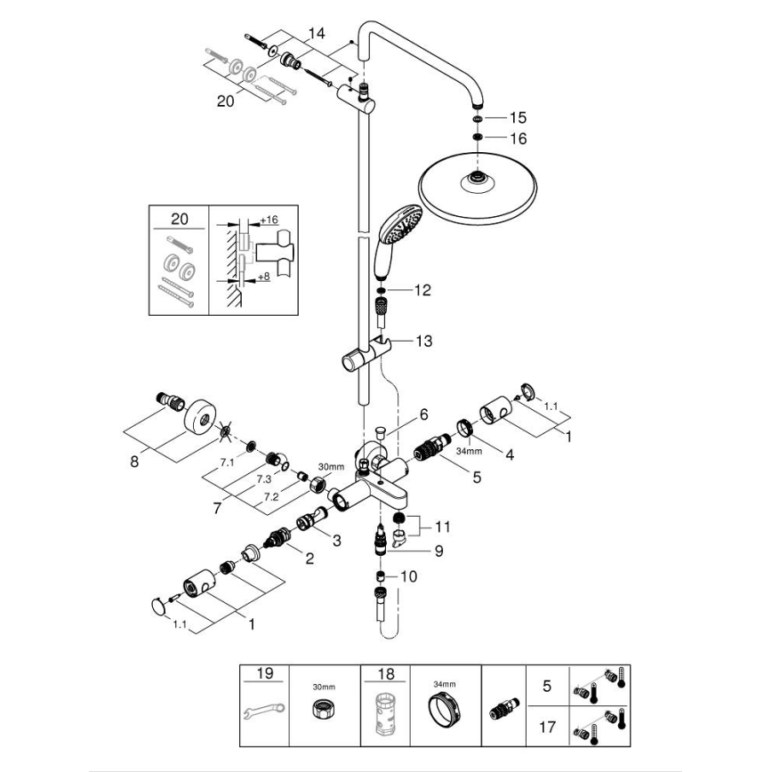 GROHE 26988001 - Sistema doccia VITALIO START SYSTEM 390 mm cromo lucido