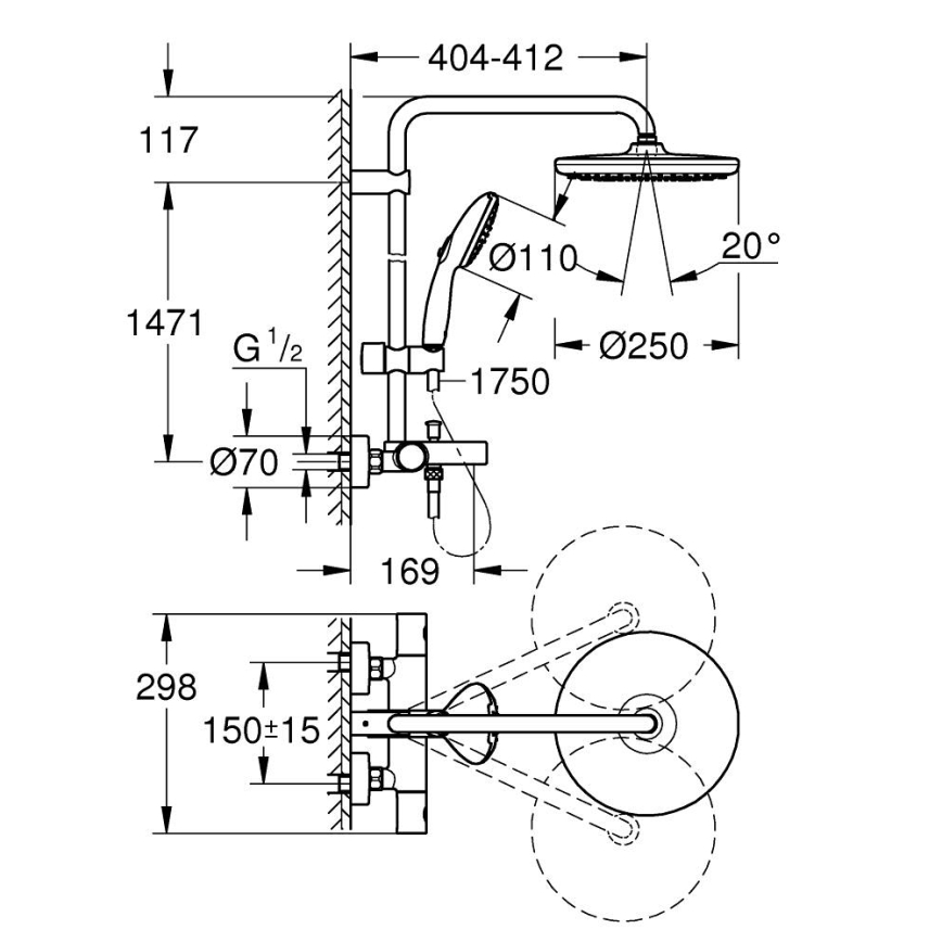 GROHE 26988001 - Sistema doccia VITALIO START SYSTEM 390 mm cromo lucido