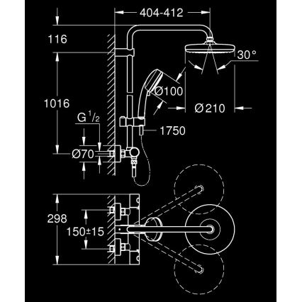 GROHE 27922001 - Set doccia con miscelatore termostatico TEMPESTA COSMOPOLITAN 210, cromo lucido