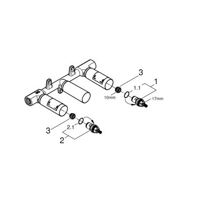 GROHE 29025002 - Corpo da incasso universale per miscelatore lavabo a tre fori in ottone