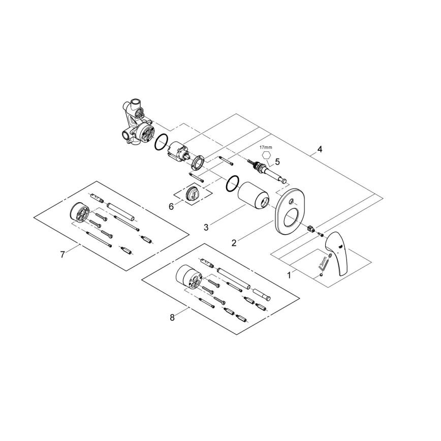 GROHE 29043000 - Miscelatore per vasca EUROCUBE cromo lucido