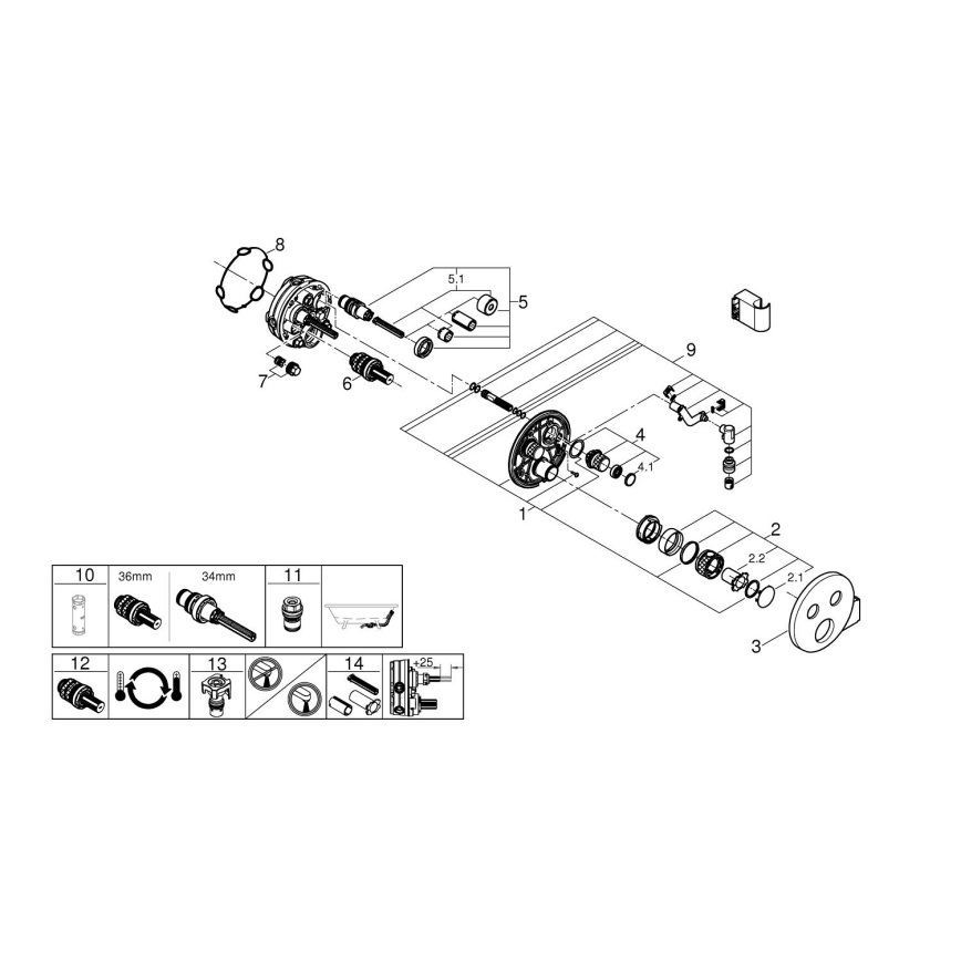 GROHE 29120000 - Miscelatore termostatico per doccia da incasso GROHTHERM SMARTCONTROL + supporto cromato
